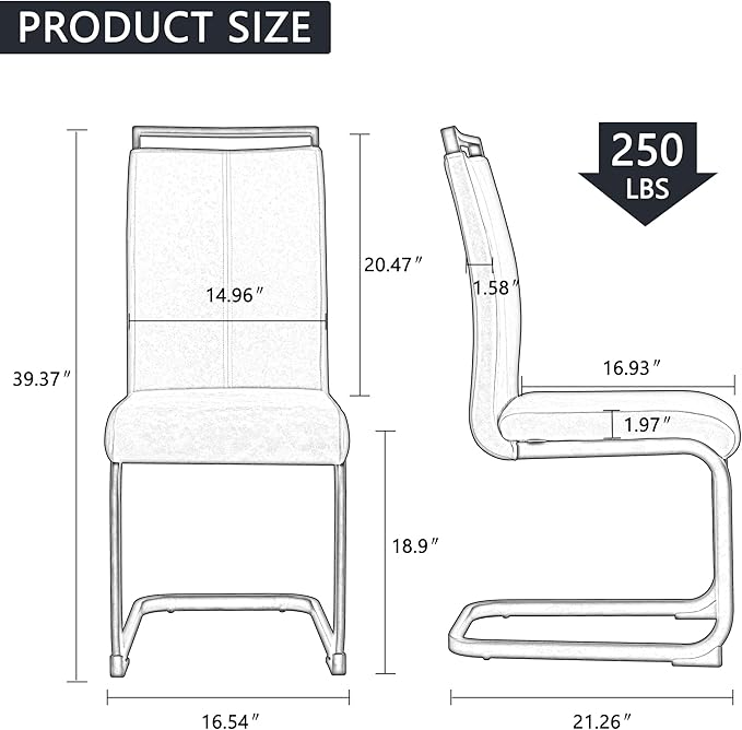 Dining Chairs Set, Kitchen Modern Metal Chairs with Faux Leather Padded Seat High Back and Sturdy Chrome Legs, Chairs for Dining Room (White, Set of 8) - LeafyLoom