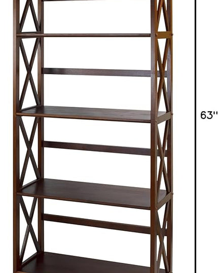 Casual Home Montego 5-Shelf Bookcase, Walnut (New) - LeafyLoom