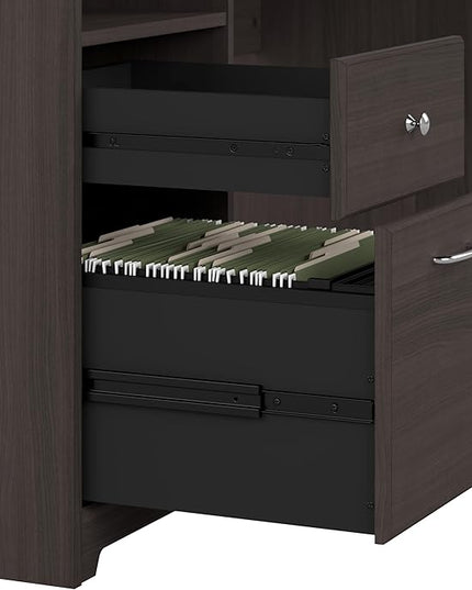 Bush Furniture L Shaped Desk with Drawers for Executive and Home Office | Cabot Collection Corner Table with Storage and Chrome Hardware | 72Wx23DX42W Return - LeafyLoom