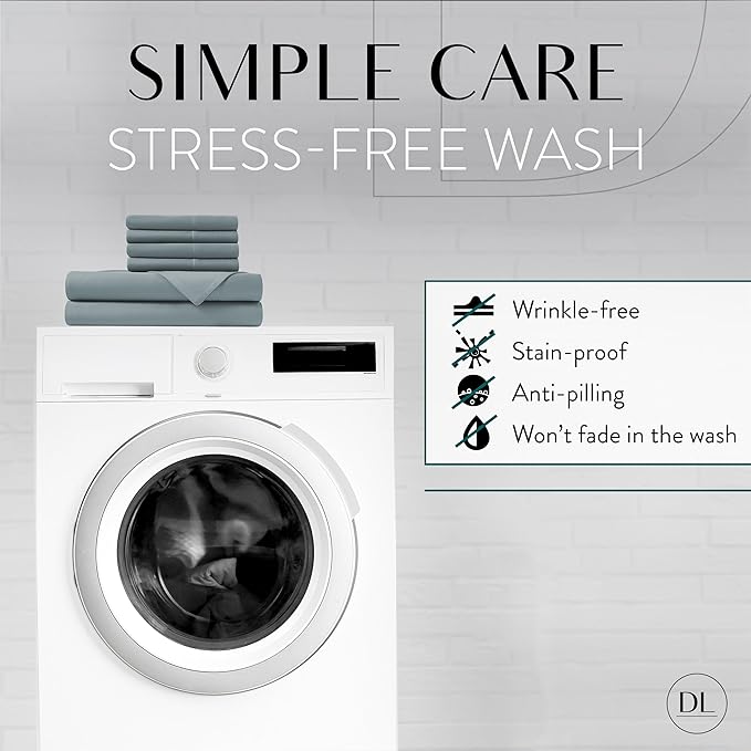 Danjor Linens King Size Sheets Set - 6 Piece Set Including 4 Pillowcases - Deep Pockets - Breathable, Soft Bed Sheets - Wrinkle Free - Machine Washable - Spa Blue King Bed Sheets - 6pc - LeafyLoom