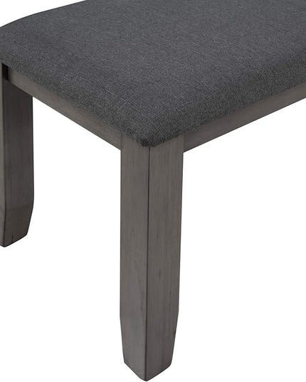 Dining Set for 6-Farmhouse Rustic Style Rectangular Wood Table, 4 Chairs, 1 Bench with Padded Cushion-Gray Finish - LeafyLoom