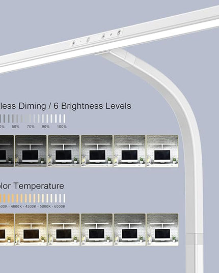 EppieBasic LED Desk Lamp, 24W Architect Clamp Task Table Lamp, Office Desk Lamp Super Bright Extra Wide Area Drafting Work Light,6 Color Modes and Stepless Dimming for Workbench, Reading, Monitor - LeafyLoom