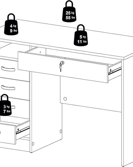 Tvilum, Oak Structure Walden Desk with 5 Drawers - LeafyLoom