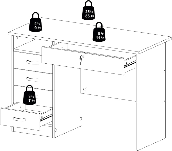 Tvilum, Oak Structure Walden Desk with 5 Drawers - LeafyLoom