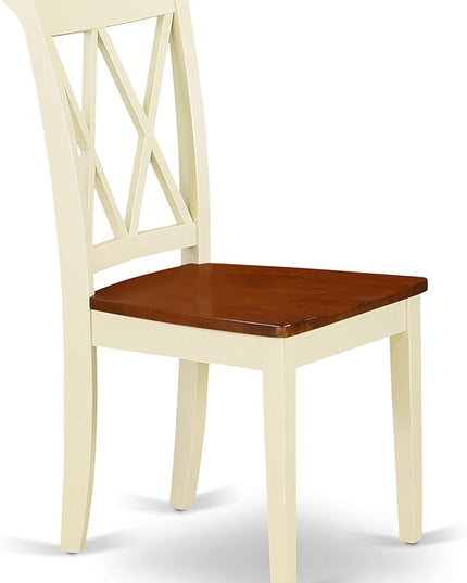 East West Furniture ANCL5-BMK-W Antique 5 Piece Set for 4 Includes a Round Kitchen Table with Pedestal and 4 Dining Room Chairs, 36x36 Inch - LeafyLoom