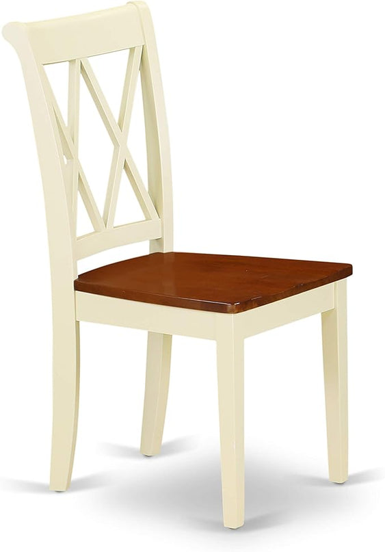East West Furniture ANCL3-BMK-W Antique 3 Piece Set for Small Spaces Contains a Round Kitchen Table with Pedestal and 2 Dining Chairs, 36x36 Inch - LeafyLoom