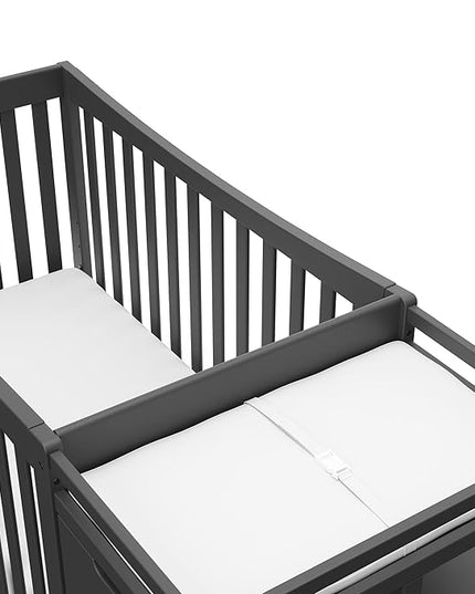 Graco Remi 4-in-1 Convertible Crib & Changer with Drawer (Gray) – GREENGUARD Gold Certified, Crib and Changing -Table Combo, Includes Changing Pad, Converts to Toddler Bed, Daybed and Full-Size Bed - LeafyLoom