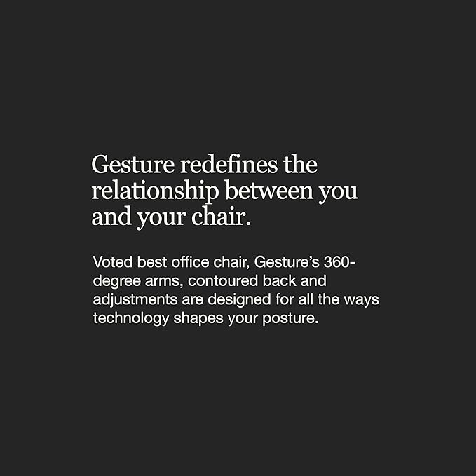 Steelcase Gesture Office Chair - Ergonomic Work Chair with Wheels for Carpet - Comfortable Office Chair - Intuitive-to-Adjust Chairs for Desk - 360-Degree Arms - Licorice Fabric, Dark Frame - LeafyLoom