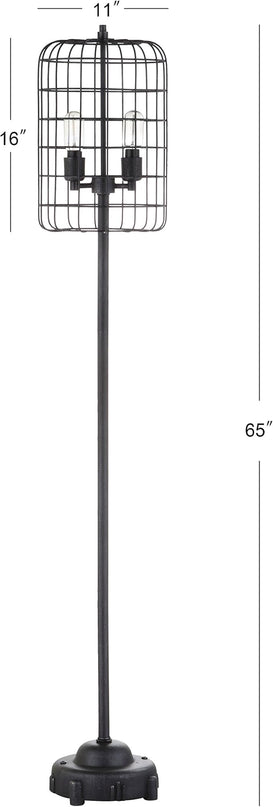 JONATHAN Y JYL4030A Odette 65" Industrial Metal Floor Lamp Industrial,Rustic,Transitional for Bedrooms, Living Room, Office, Reading, Black/Silver - LeafyLoom