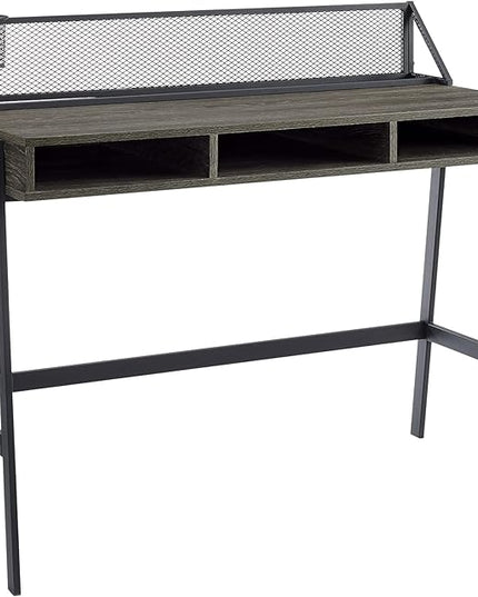 Walker Edison Jones Urban Industrial Metal Mesh Back Writing Desk, 42 Inch, Cerused Ash Grey - LeafyLoom