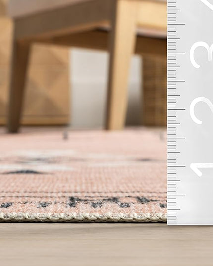 nuLOOM Evalyn Southwestern Machine Washable Ultra Thin Area Rug, 5' x 8', Pink - LeafyLoom