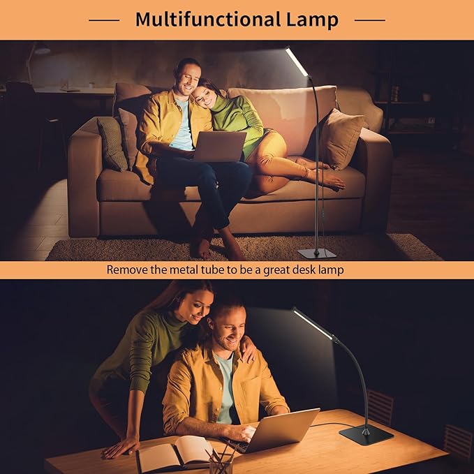 LED Floor Lamp with Remote Control, Reading Lamps Floor Standing [USB Plug with Adapter] LED Floor Light with 120 LEDs with 3 Color Temperature 3000K 4500K 6000K & 5 Levels of Brightness - LeafyLoom