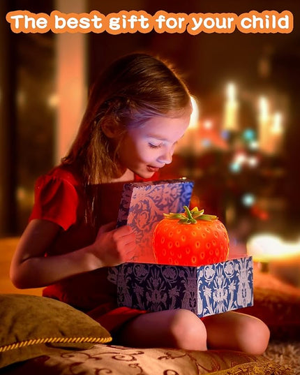 Strawberry Night Light, Cute Silicone Strawberry Lights Kawaii Room Decor, USB Rechargeable Bedside Lamp 3 Gear Touch Lighting, Cute Strawberry Gifts for Baby, Children, Toddlers, Teen Girls - LeafyLoom