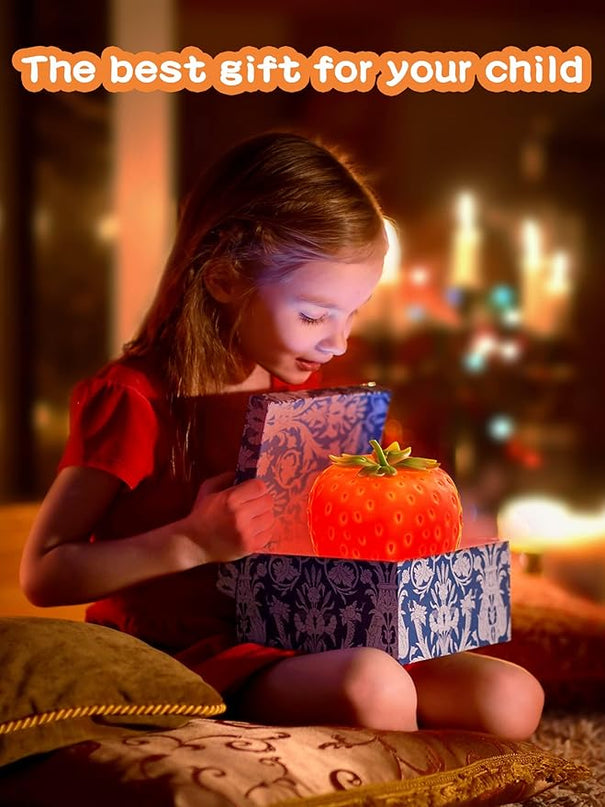 Strawberry Night Light, Cute Silicone Strawberry Lights Kawaii Room Decor, USB Rechargeable Bedside Lamp 3 Gear Touch Lighting, Cute Strawberry Gifts for Baby, Children, Toddlers, Teen Girls - LeafyLoom