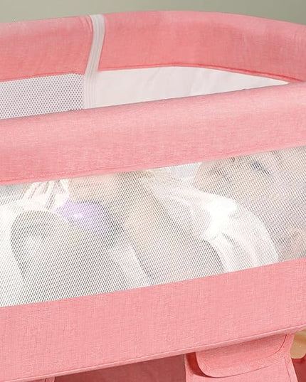 Baby Crib,3 in 1 Bedside Crib Adjustable Portable Bed for Infant,Baby Bassinet Baby Newborn Must Have Bed,Pink - LeafyLoom