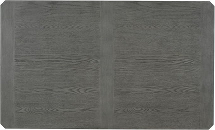 6-Piece Retro Dining Set, Minimalist Rectangular Table and 4 Upholstered Chairs & 1 Bench with a Shelf for Kitchen Living Room, Dark Gray, 60" L x 43" W x 30" H - LeafyLoom