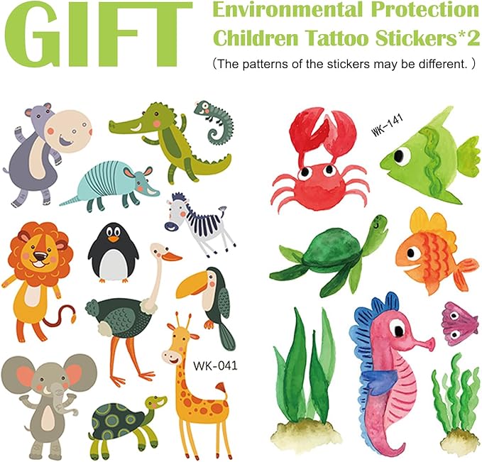 Georgie Porgy Children Projector Toys Educational Science Set Wall Ceiling Tent Torch Flashlight for Kids Gifts for Boys Girls with 2pcs Tattoo Stickers (Wild Animal + Sea World) - LeafyLoom