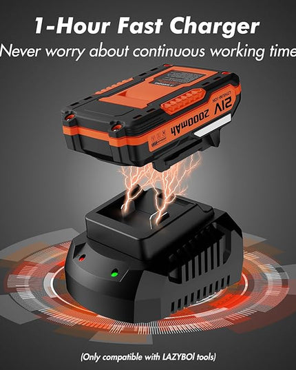 Leaf Blower Cordless - 21V Electric Cordless Leaf Blower with 2 Batteries and Charger, 2 Speed Mode, 2.0Ah Lightweight Battery Powered Leaf Blowers for Lawn Care, Patio, Blowing Leaves - LeafyLoom