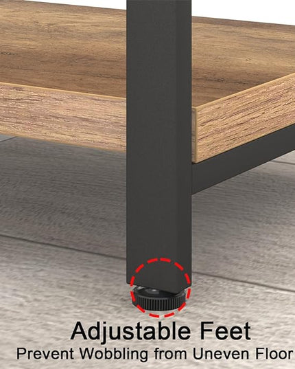 HSH Industrial 4 Tier BookShelf, Modern Metal and Wood 4 Shelf Bookcase Etagere, Farmhouse Open Wide Display Storage Bookshelves and Bookcases Heavy Duty for Bedroom Living Room Office, Rustic Oak - LeafyLoom