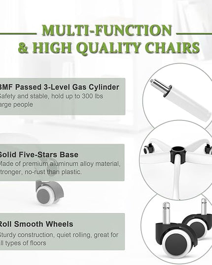 Mimoglad Office Chair, High Back Ergonomic Desk Chair with Adjustable Lumbar Support and Headrest, Swivel Task Chair with flip-up Armrests for Guitar Playing, 5 Years Warranty - LeafyLoom
