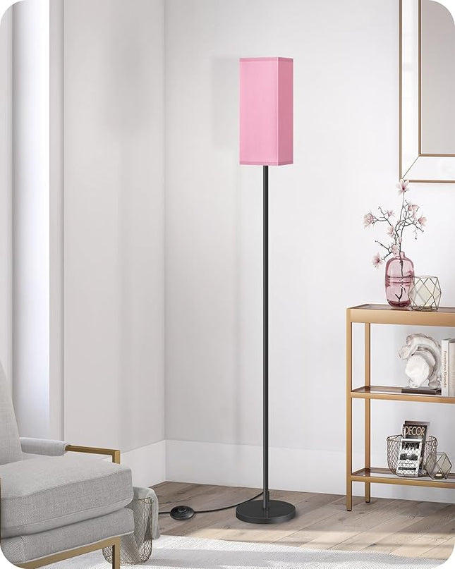 Floor Lamp, Pole Lamp with Foot Switch, Modern Standing Lamp Lampshade, Minimalist Freestanding Lamp (Bulb Not Included), for Living Room, Bedroom Office FCC Listed, Black and Pink P07LD05 - LeafyLoom