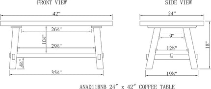 Alaterre Furniture Adam 42" L Solid Wood Coffee Table - LeafyLoom