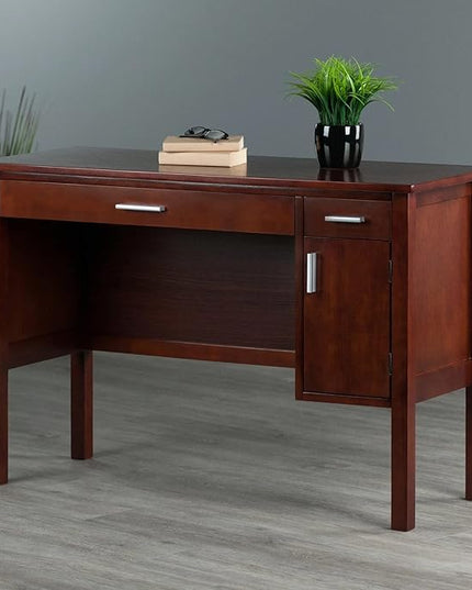 Winsome Wood Emmett Writing Desk, Walnut - LeafyLoom