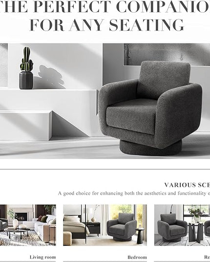COLAMY Swivel Accent Chairs for Living Room, 32Inches Wide Upholstered Armchair with Plush Back Pillow, Modern Sofa Corner Barrel Chair for Nursery/Living Room/Bedroom-Grey - LeafyLoom