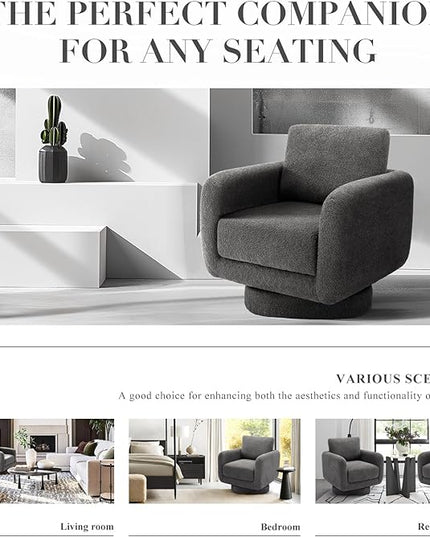 COLAMY Swivel Accent Chairs Set of 2, 32Inches Wide Upholstered Armchair with Plush Back Pillow for Living Room, Modern Sofa Corner Chair for Nursery/Living Room/Bedroom-Grey - LeafyLoom