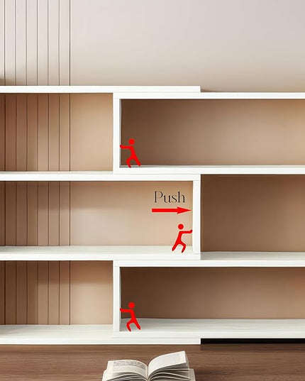 4-Tier Wooden Bookshelf, Expandable 25-47 inch Wide Bookcase, Modern Freestanding Bookcas for Small Space or Corner (White) - LeafyLoom