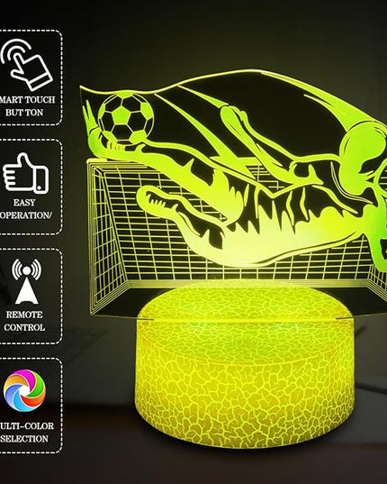 Soccer Night Light,Soccer Gifts for Kid,3D Soccer Lamp,Kids Bedside Lamp,16 Color Change Decor Lamp with Remote & Smart Touch, Gifts for Christmas Birthday Boys Men Girls - LeafyLoom