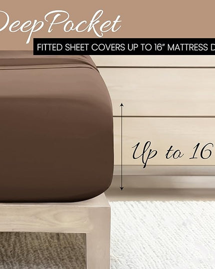 Linen Market Bed Sheets for Full Size Bed (Taupe) - Sleep Better Than Ever with These Soft and Cooling Full Sheets - Deep Pocket Fits 16" Thick Beds - 4 Piece Full Sheet Set - LeafyLoom
