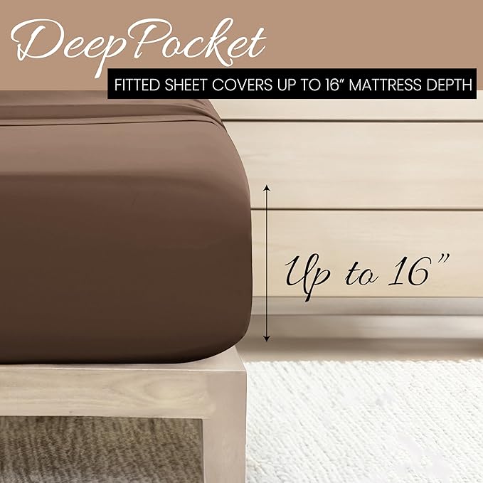 Linen Market Bed Sheets for Full Size Bed (Taupe) - Sleep Better Than Ever with These Soft and Cooling Full Sheets - Deep Pocket Fits 16" Thick Beds - 4 Piece Full Sheet Set - LeafyLoom