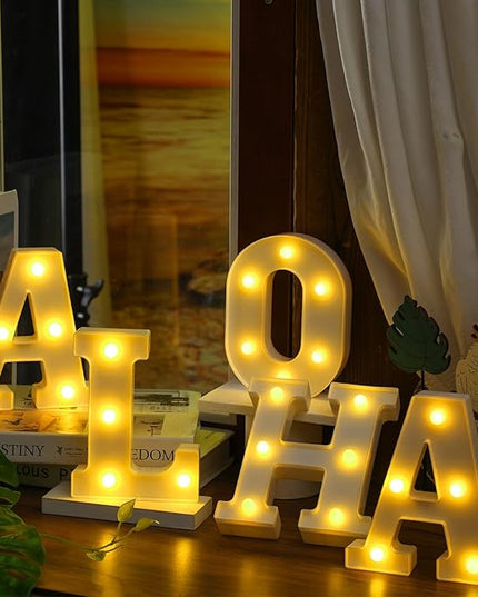 5 Pcs Summer Decorations Aloha Light Up Sign Aloha LED Marquee Letter for Party Decorations Battery Powered Hawaiian Alphabet Letter Summer Aloha LED Lights for Wedding Night Birthday Party - LeafyLoom