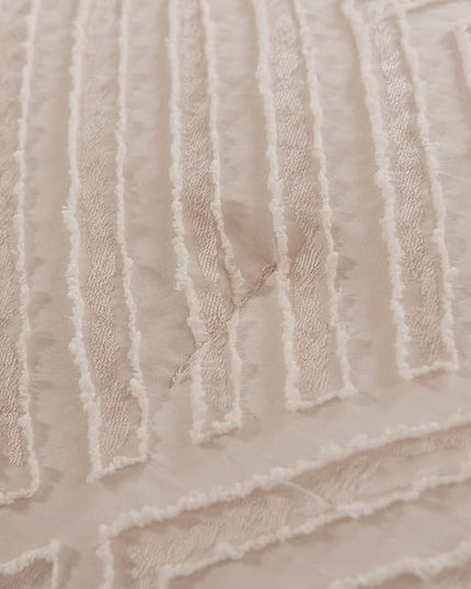 California King Comforter Set, Tufted Beige Comforter Set Queen, Boho Bedding Comforter Sets Extra Fluffy, Ideal for All Seasons 3 Pieces (1 Comforter, 2 Pillowcases) - LeafyLoom