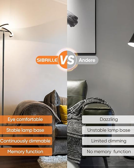 Floor Lamps for Living Room,SIBRILLE Modern Stepless Dimmable Standing Lamp 3000-6000K,20W LED Rotatable Reading Light,Touch&Remote Control Uplighter Floor Lamp for Living Room Bedroom Office - LeafyLoom