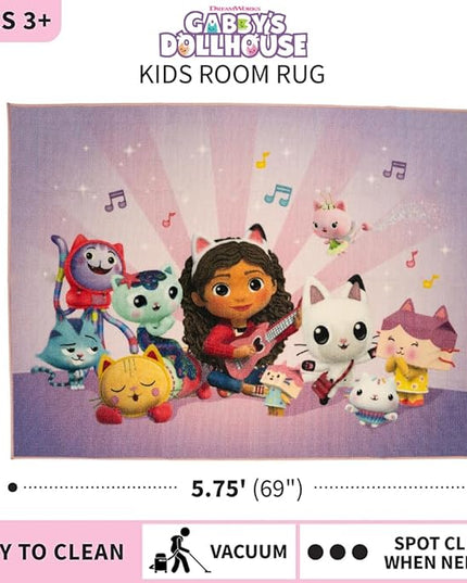 Franco DreamWorks Gabby's Dollhouse Kids Room Non Slip Area Rug, 69 in x 52 in, (Official Licensed Product) - LeafyLoom