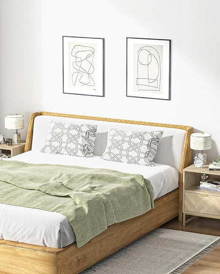 Anmytek Night Stand, Small Side Table, Sturdy Wood Nightstand with Storage Drawer and Shelf, Modern End Table Bedside Table with Polished Gold Handles for Bedroom, Dorm, Small Spaces H0054 - LeafyLoom