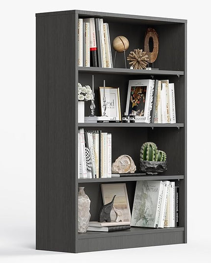 Farini 4 Shelf boockase Display Bookcase Freestanding Wooden Bookshelves for Home Office Living Room,48 Inch Height,Grey - LeafyLoom