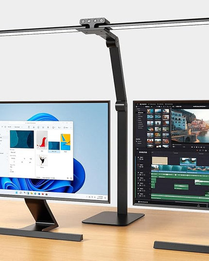 KableRika Desk Lamp Home Office: 24W Bright Double Led Desk Lights with Base - Auto Dimming Table Light - Dimmable Eye Caring Task Office Lamps for Monitor Study Drafting - LeafyLoom