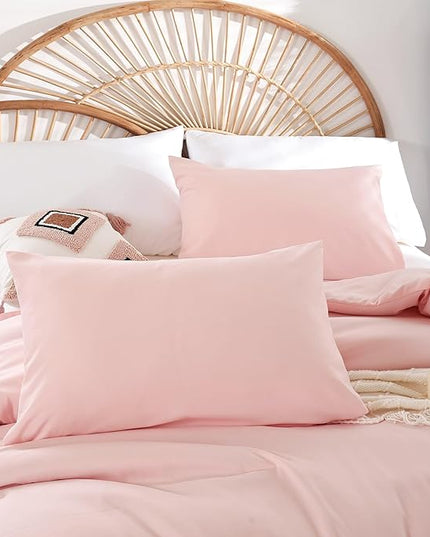 Blush Pink Comforter California King Comforter Set - 3PCS Pink Oversized Boho Beddsing Set Soft Fluffy Microfiber Comforter for All Season (1 Comforter, 2 Pillowcases) - LeafyLoom
