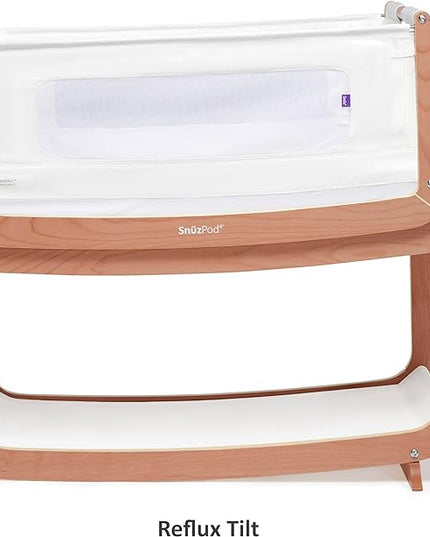 SnuzPod4, Bassinet Bedside Sleeper - Safe and Comfortable Baby Crib and Bed, 3D Breathable Mattress, Fits Bed with Adjustable Max. Height of 28.5”, Machine Washable Mesh Liner (Natural) - LeafyLoom