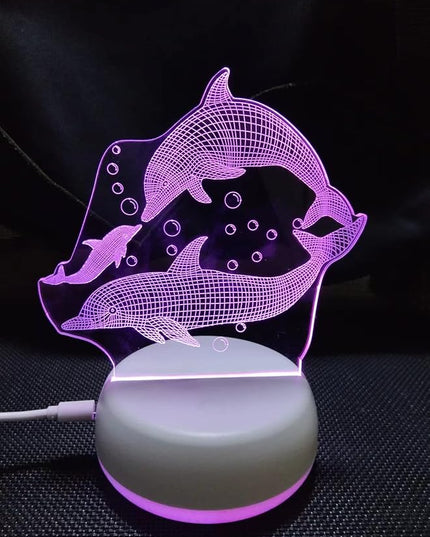 Dolphins LED Table Lamp USB Parent-Child Gifts Boy's Birthday - 7 Colors Changing Bedroom Decorative Night Light Parent's Gifts, Gifts for Families Friends - LeafyLoom