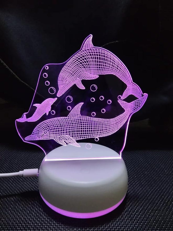 Dolphins LED Table Lamp USB Parent-Child Gifts Boy's Birthday - 7 Colors Changing Bedroom Decorative Night Light Parent's Gifts, Gifts for Families Friends - LeafyLoom