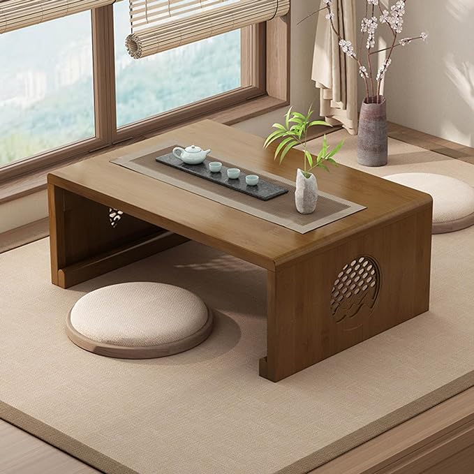 Japanese Table Folding Coffee Table Foldable Floor Table Low Table for Living Room,Dining Room,Tea,Tatami,Home Decoration (47.24 * 19.68 * 12.2 INCH) - LeafyLoom