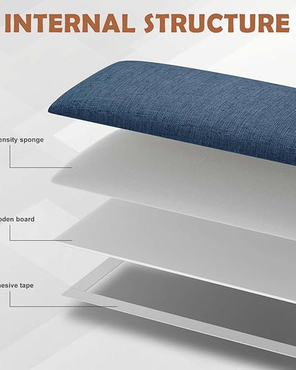 Upholstered Wall Mounted Headboard, 3D Soundproof Wall Panels Peel and Stick Headboard for King Size, Reusable and Removable Tufted Bed Headboard in Navy Blue(12 Panels, 10" x 24") - LeafyLoom