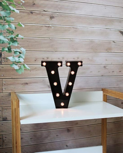 Light Up Black Alphabet Marquee Letters Sign LED Marquee Number Lights Sign for Night Light Home Bar Christmas Lamp Birthday Party Wedding Decoration V - LeafyLoom