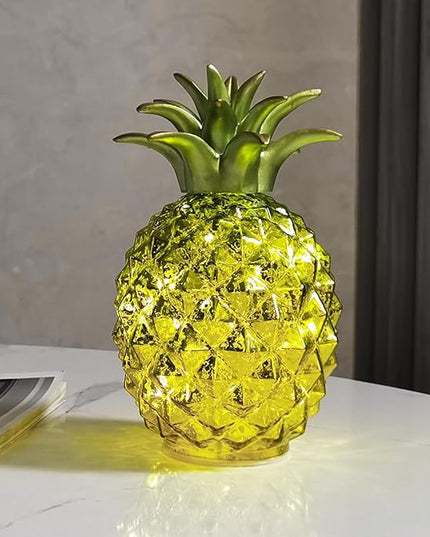 Life has light，Mercury Glass Pineapple lamp, Night Light with Timer, Glass Desk lamp for Bedroom, Dressing Table, Living Room, Children's Room, Coffee Table, Holiday Decoration, Gifts for Women. - LeafyLoom
