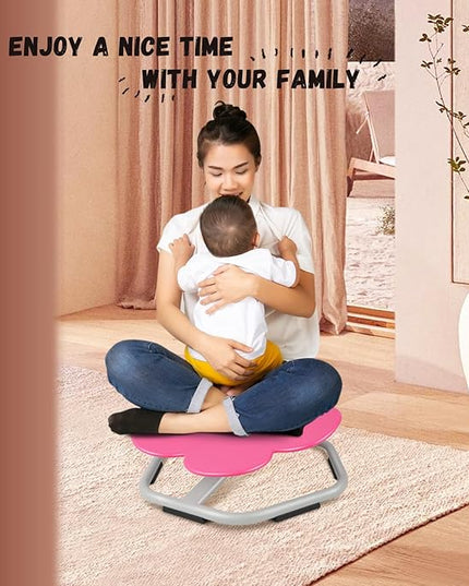 Petal Kids Swivel Chair, Seat and Spinning Chair, Body Coordination Training Chair, Rose Red Non Slip Sensory Toys 360° Spinning Chair for Autistic Kids Aged 3+, Improving Toddler's Physical Fitness - LeafyLoom