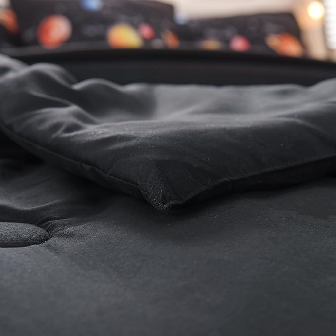 6 Pcs Outer Space Bedding Set Twin Solar System Comforter Set Universe Planets Theme Comforter for Boys Kids Ultra-Soft (1 Comforter, 2 Pillowcases, 1 Flat Sheet, 1 Fitted Sheet,1 Pillowcover) - LeafyLoom